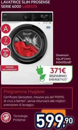 Unieuro AEG LAVATRICE SLIM PROSENSE SERIE 6000 L6SE47A offerta