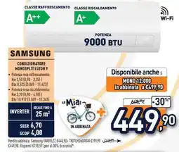 Unieuro Samsung condizionatore monosplit luzon 9 offerta
