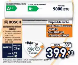 Unieuro Bosch condizionatore monosplit CL200026 E offerta