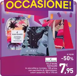 Spazio Conad Telo mare NAVIGARE in microfibra riciclata con sacchetto di riponimento offerta