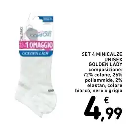 Spazio Conad Set 4 minicalze unisex GOLDEN LADY composizione: 72% cotone, 26% poliammide, 2% elastan offerta
