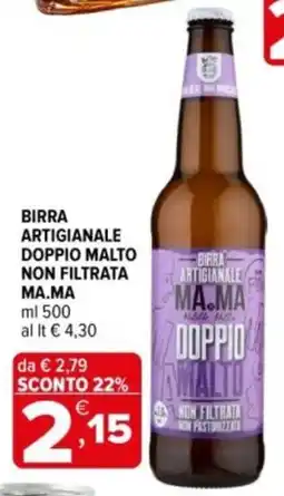 Iperal Birra artigianale doppio malto non filtrata MA.MA offerta