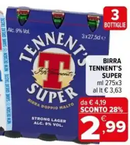 Iperal Birra TENNENT'S SUPER offerta