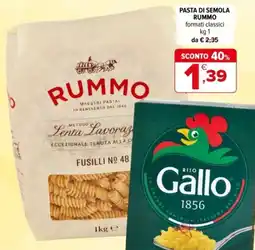 Iperal Pasta di semola rummo formati classici offerta