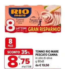 Iperal Tonno rio mare pescato canna in olio di oliva offerta