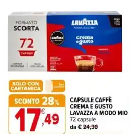 Iperal Capsule caffè crema e gusto lavazza a modo mio offerta