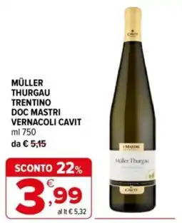 Iperal Müller thurgau trentino doc mastri vernacoli cavit offerta