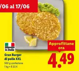 Lidl Gran burger di pollo XXL offerta