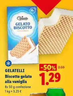 Lidl Gelatelli Biscotto gelato alla vaniglia offerta