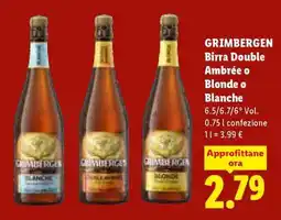 Lidl GRIMBERGEN Birra Double Ambrée o Blonde o Blanche offerta
