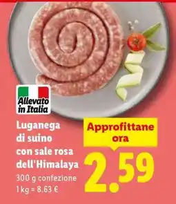 Lidl Luganega di suino con sale rosa dell'Himalaya offerta