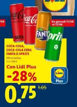 Lidl COCA-COLA, COCA-COLA ZERO, FANTA O SPRITE offerta