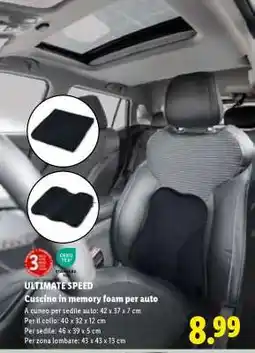 Lidl ULTIMATE SPEED Cuscino in memory foam per auto offerta
