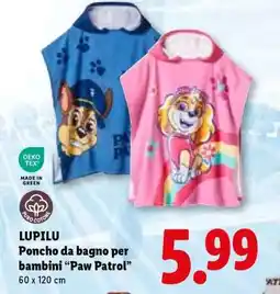 Lidl LUPILU Poncho da bagno per bambini 'Paw Patrol' offerta
