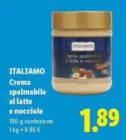Lidl Italiamo Crema spalmabile al latte e nocciole offerta