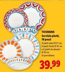 Lidl Tognana Servizio piatti, 18 pezzi offerta