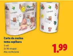 Lidl Carta da cucina tema capibara offerta