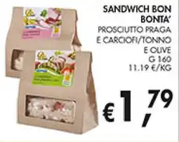 èccoMI Sandwich bon bonta prosciutto praga e carciofi/tonno e olive offerta