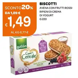Ekom Gullón biscotti avena con frutti rossi ripieni di crema di yogurt offerta