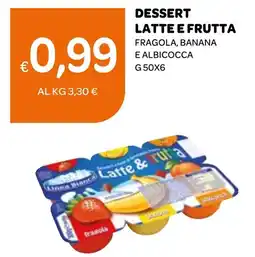 Ekom Dessert latte e frutta fragola, banana e albicocca offerta