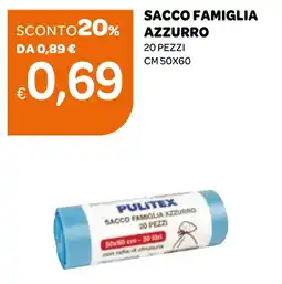 Ekom Pulitex sacco famiglia azzurro offerta