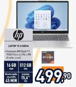 Unieuro hp LAPTOP 15-fc1007nl offerta