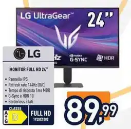 Unieuro LG monitor FULL HD 24" offerta
