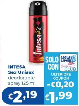 Acqua & Sapone INTESA Sex Unisex deodorante spray offerta