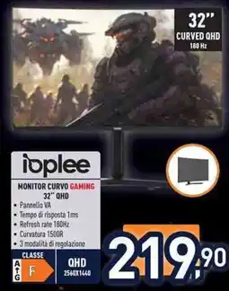 Unieuro ioplee MONITOR CURVO GAMING 32" QHD offerta