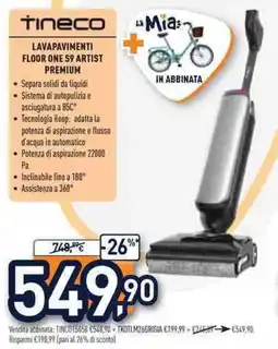 Unieuro Tineco lavapavimenti floor one S9 artist premium offerta