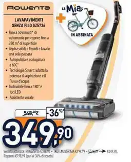Unieuro Rowenta LAVAPAVIMENTI SENZA FILO GZ5736 offerta