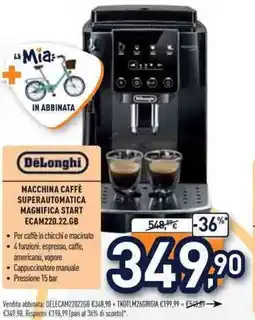 Unieuro DeLonghi MACCHINA CAFFÈ SUPERAUTOMATICA MAGNIFICA START ECAM220.22.GB offerta