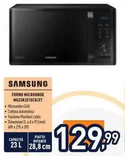 Unieuro SAMSUNG FORNO MICROONDE MG23K3515CK/ET offerta