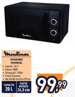 Unieuro Moulinex MICROONDE M020MGBL offerta