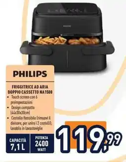 Unieuro PHILIPS FRIGGITRICE AD ARIA DOPPIO CASSETTO NA1500 offerta