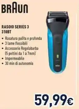 Unieuro BRAUN RASOIO SERIES 3 310BT offerta