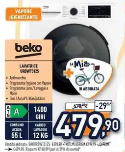 Unieuro beko LAVATRICE URBWT312S offerta