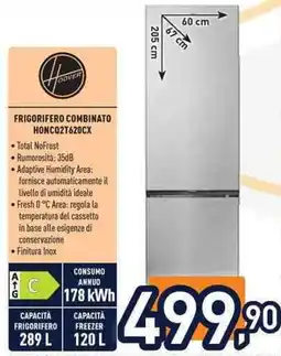 Unieuro Hoover FRIGORIFERO COMBINATO HONCQ2T620CX offerta