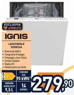 Unieuro IGNIS LAVASTOVIGLIE G21HD526A offerta