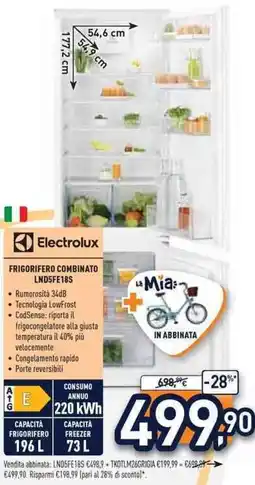Unieuro Electrolux FRIGORIFERO COMBINATO LND5FE18S offerta