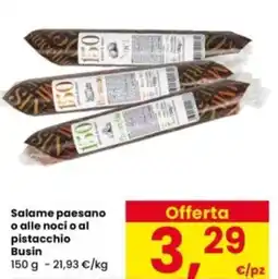 Interspar Salame paesano o alle noci o al pistacchio Busin offerta