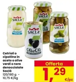 Interspar Cetriolio cipolline in aceto o olive verdi o nere denocciolate Saclà offerta