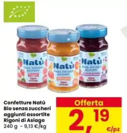Interspar Confetture Natu Bio senza zuccheri aggiunti assortite Rigoni di Asiago offerta