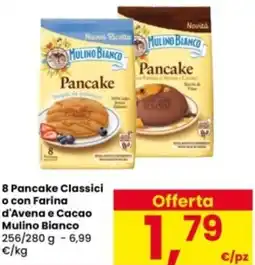 Interspar 8 Pancake Classici o con Farina d'Avena e Cacao Mulino Bianco offerta