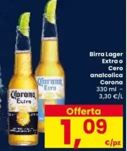 Interspar Birra Lager Extra o Cero analcolica Corona offerta