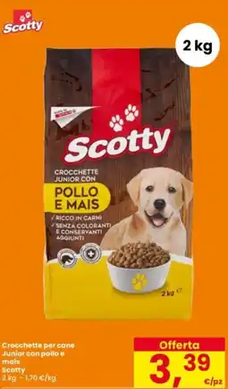 Interspar Crocchette per cane Junior con pollo e mais Scotty offerta