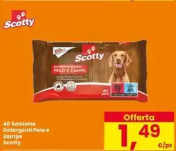 Interspar Scotty 40 Salviette Detergenti Pelo e Zampe offerta