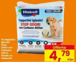 Interspar 15 Tappetini igienici Stop Odori con Carbone Attivo 60x60 cm Vitakraft offerta