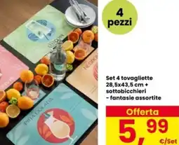 Interspar Set 4 tovagliette 28,5x43,5 cm + sottobicchieri offerta