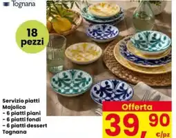 Interspar Tognana Servizio piatti Majolica offerta
